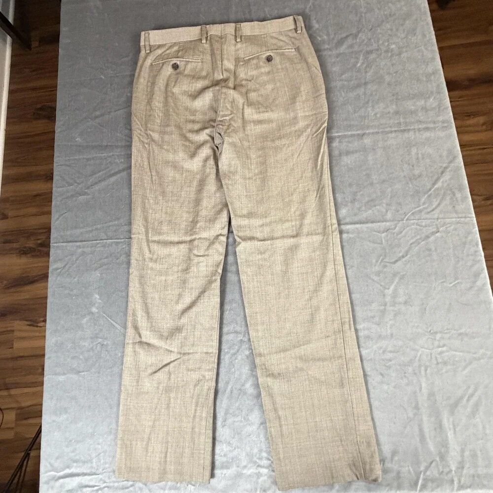 Banana Republic Dress Pants Mens 35x32.5 Taupe Grey Wool Tailored Slim Straight